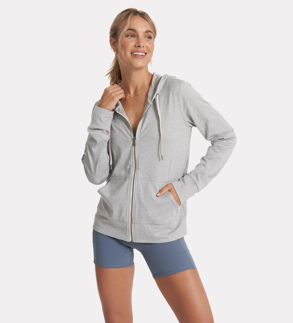 Women's cotton plain full zipper hoodies
