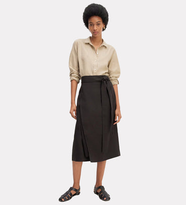 Women linen-blend wrap skirt