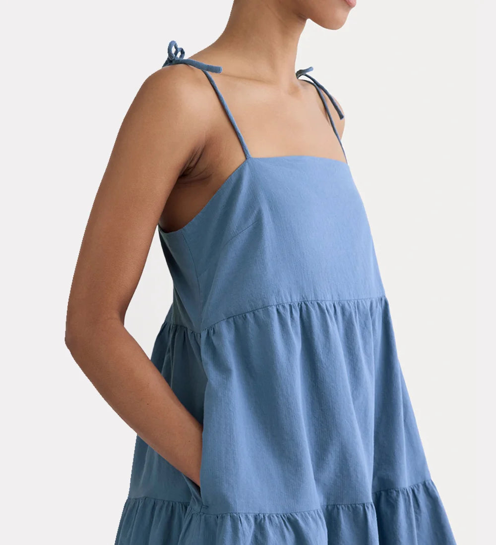 Strappy tiered cotton dress