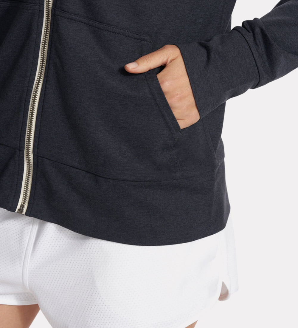 Women's cotton plain full zipper hoodies