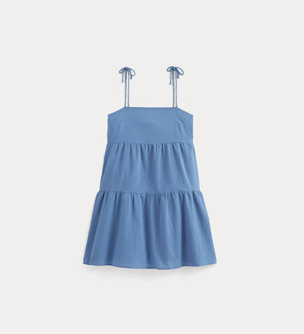 Strappy tiered cotton dress