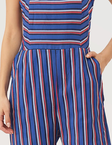 Striped Sleeveless Jumpsuit