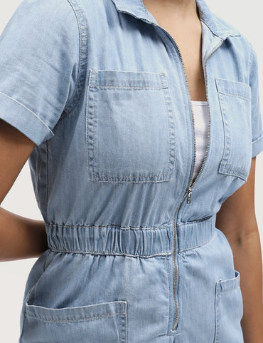 Short-sleeve Zip Jumpsuit