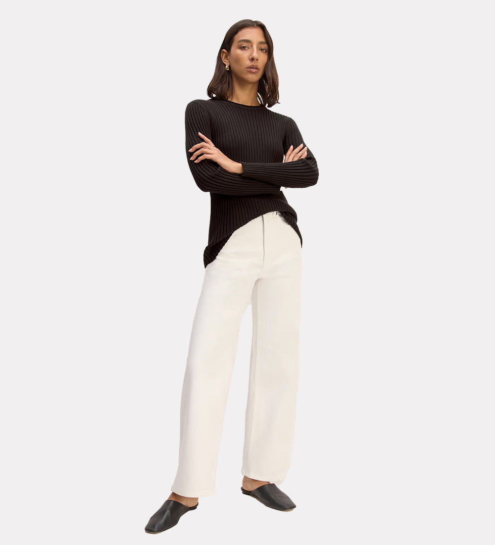 Solid knit ribbed top winslet
