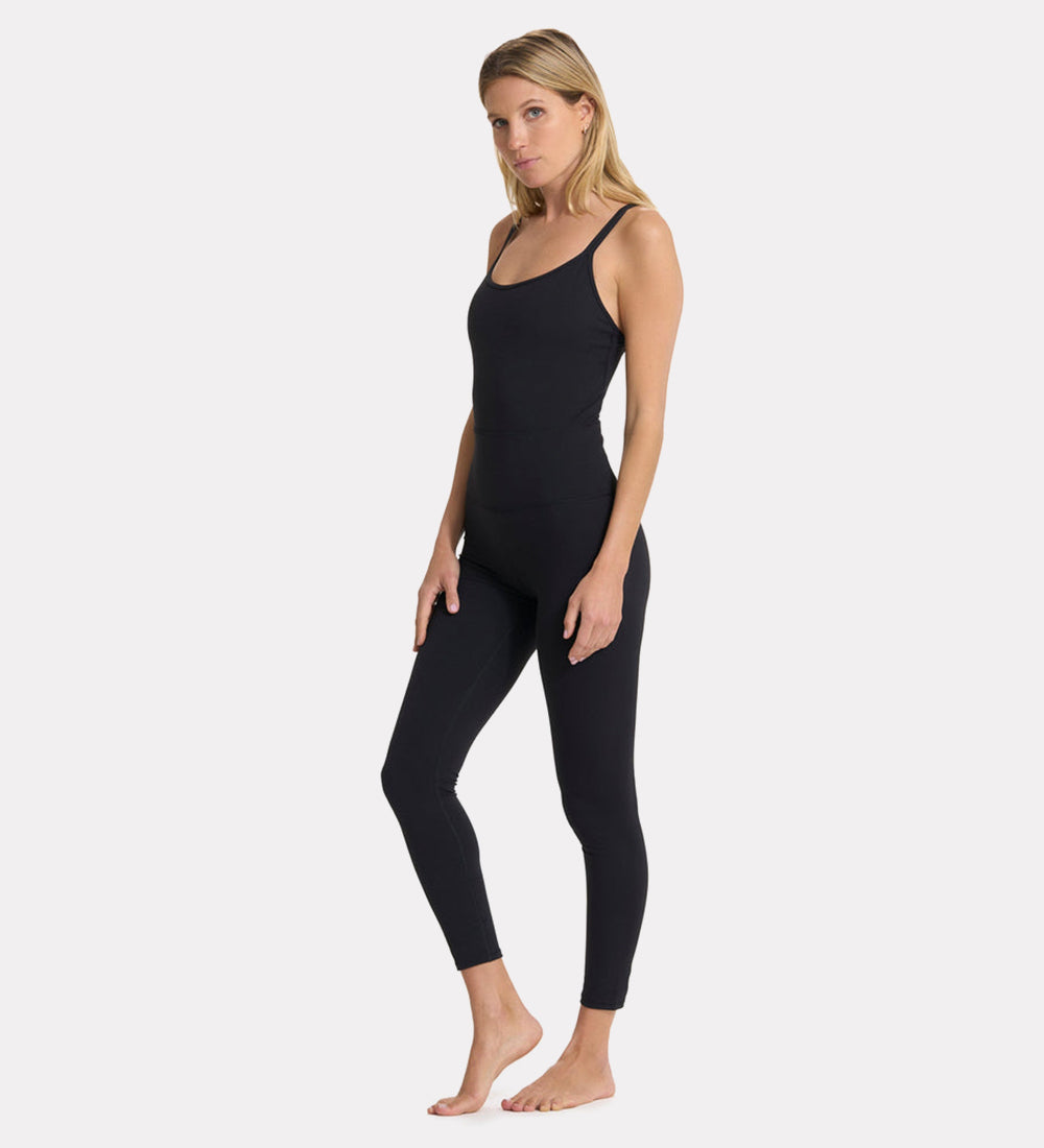 Women's solid black jumpsuit