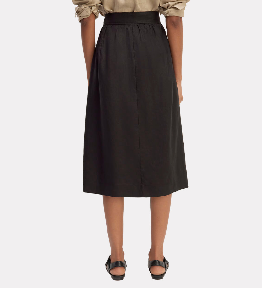 Women linen-blend wrap skirt