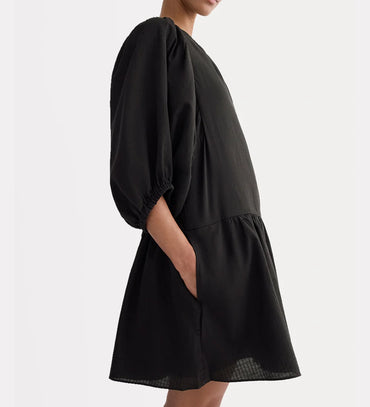 Puff-sleeve mini dress