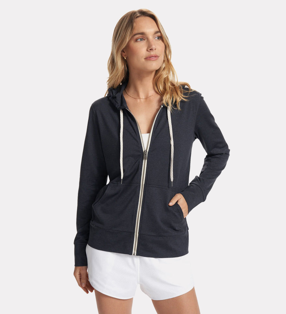 Women's cotton plain full zipper hoodies