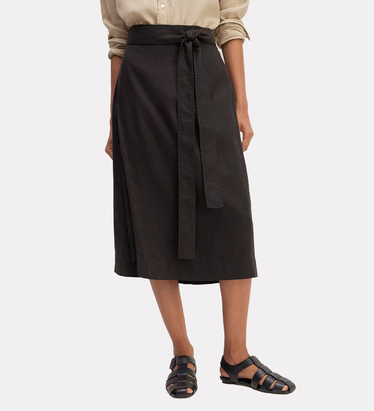 Women linen-blend wrap skirt