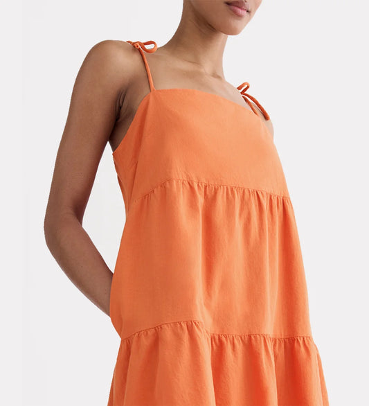 Strappy tiered cotton dress
