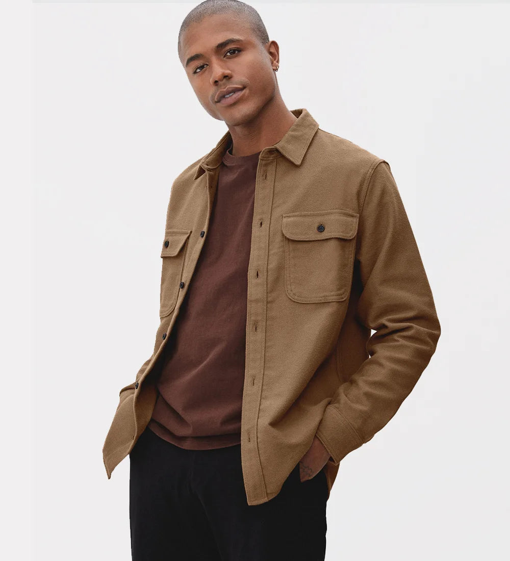 Shirt jacket with epaulettes