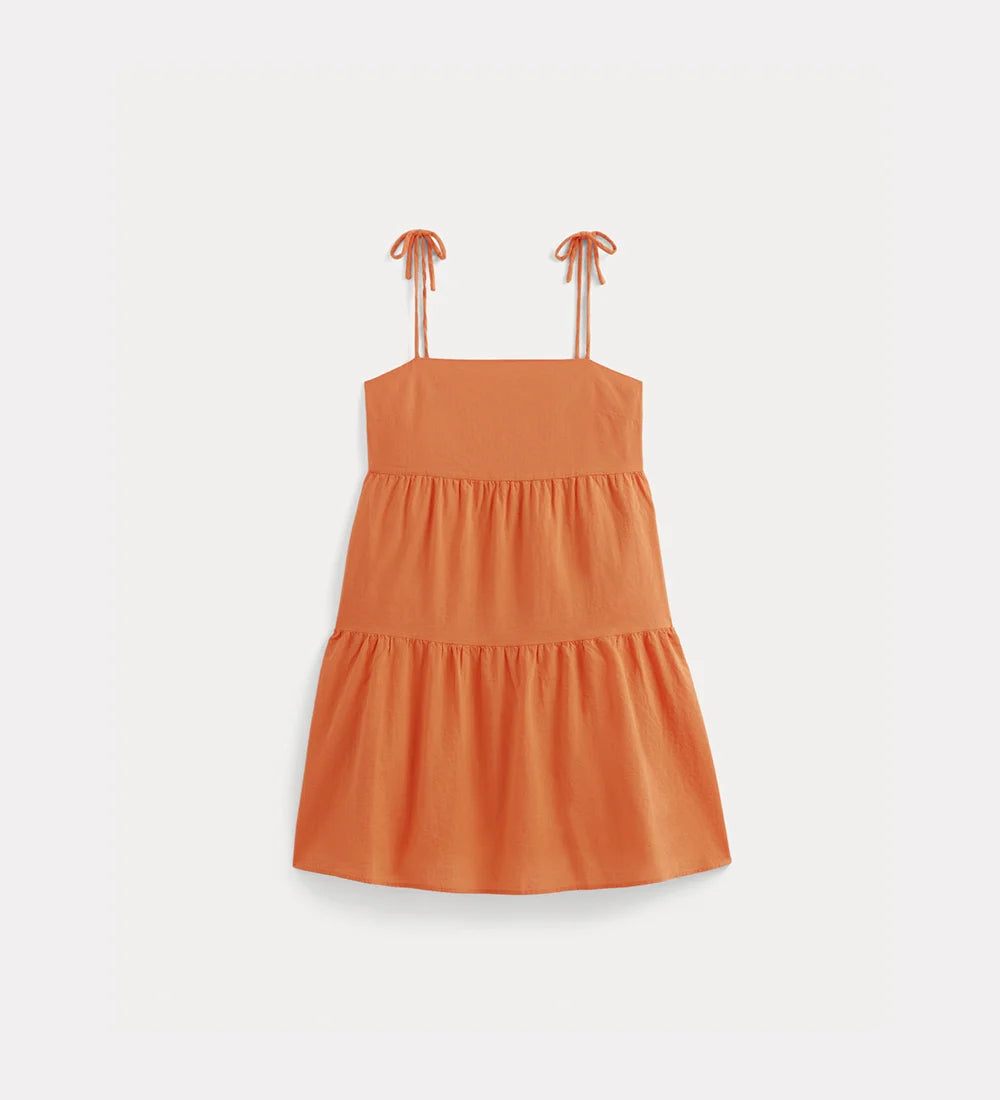 Strappy tiered cotton dress
