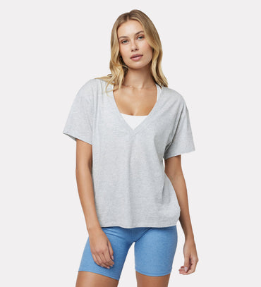 Cotton blend v neck tshirts for women