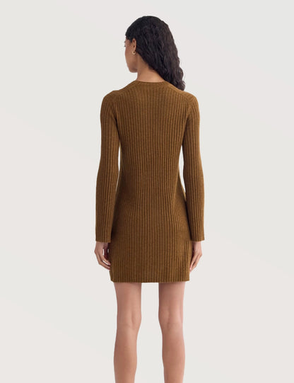 Solid Ribbed Turtleneck Dress