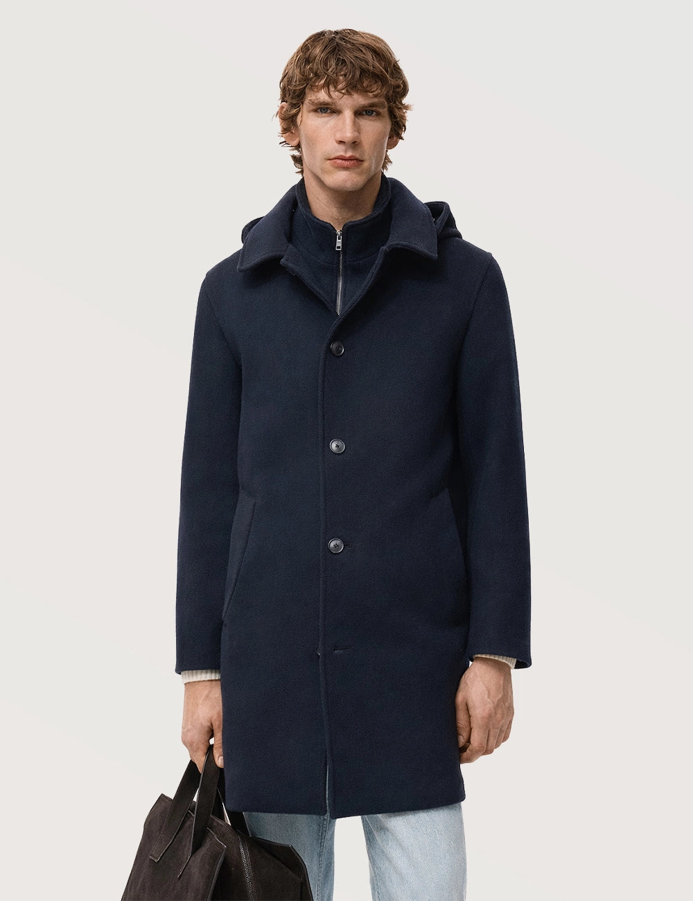 Slim-fit Hooded Wool Coat