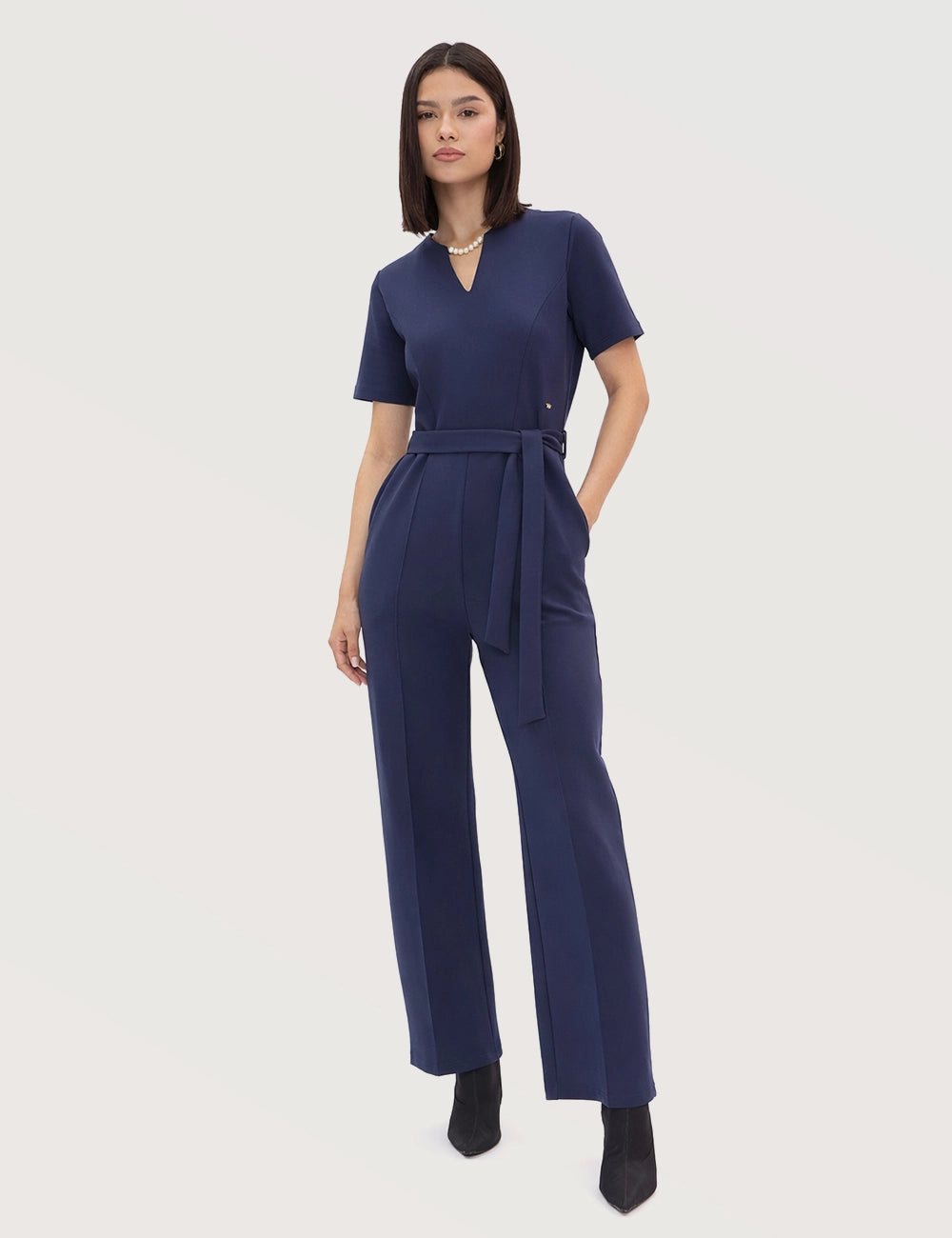 Structured Belted Jumpsuit