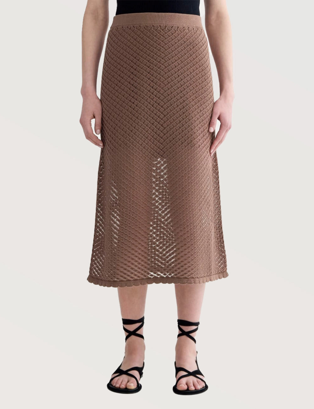 Textured Knit Midi Skirt