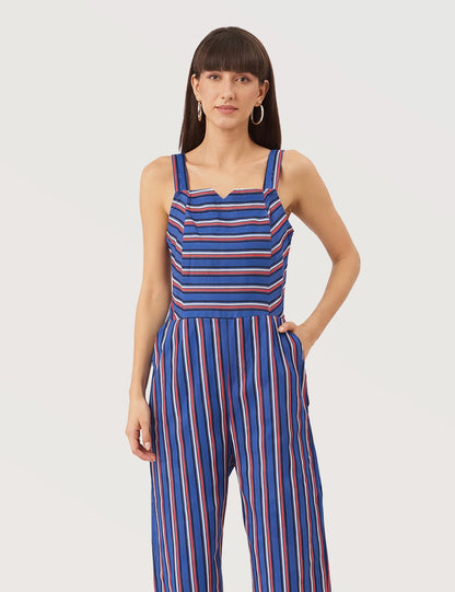 Striped Sleeveless Jumpsuit