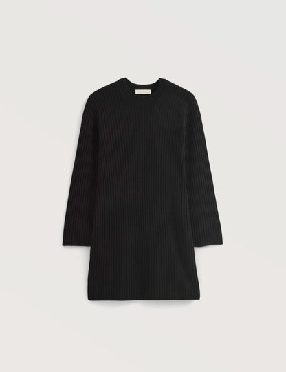 Solid Ribbed Turtleneck Dress