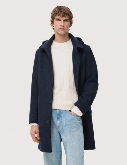 Slim-fit Hooded Wool Coat