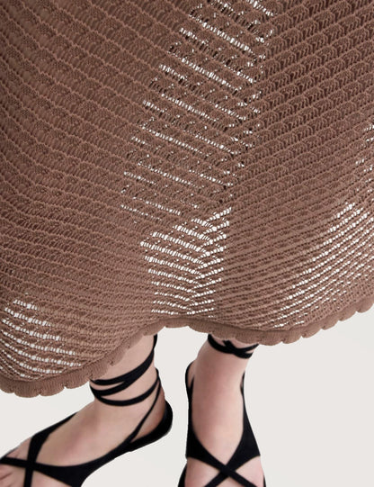 Textured Knit Midi Skirt