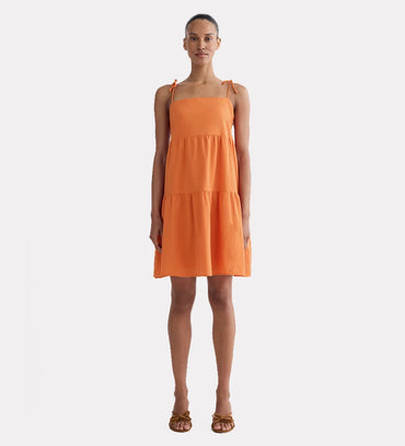 Strappy tiered cotton dress