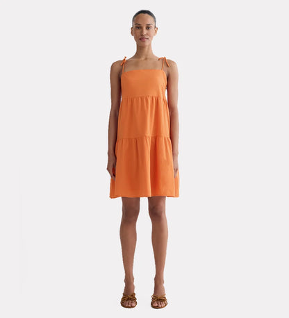 Strappy tiered cotton dress