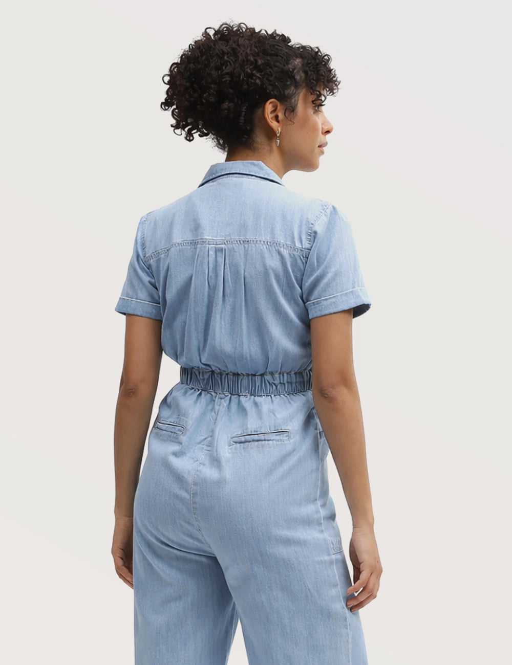 Short-sleeve Zip Jumpsuit