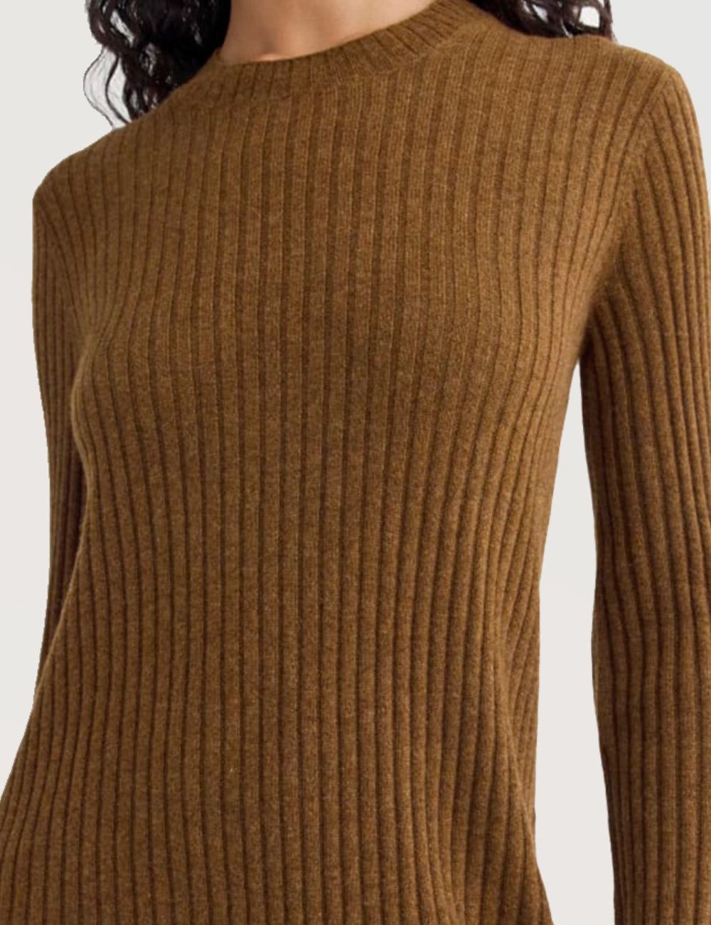 Solid Ribbed Turtleneck Dress