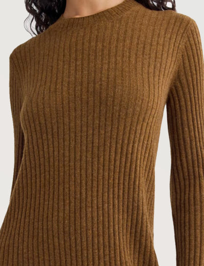Solid Ribbed Turtleneck Dress