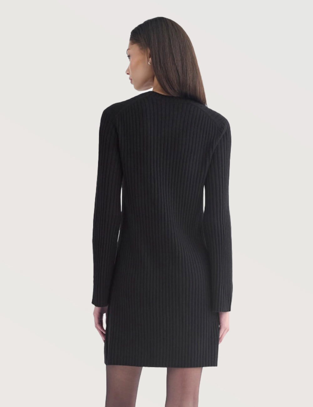 Solid Ribbed Turtleneck Dress